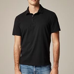 NWT J.Crew Men’s Black Tall sueded cotton polo shirt SZ L